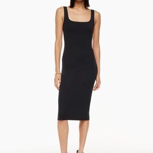 Black Babaton Contour Squareneck Midi Dress